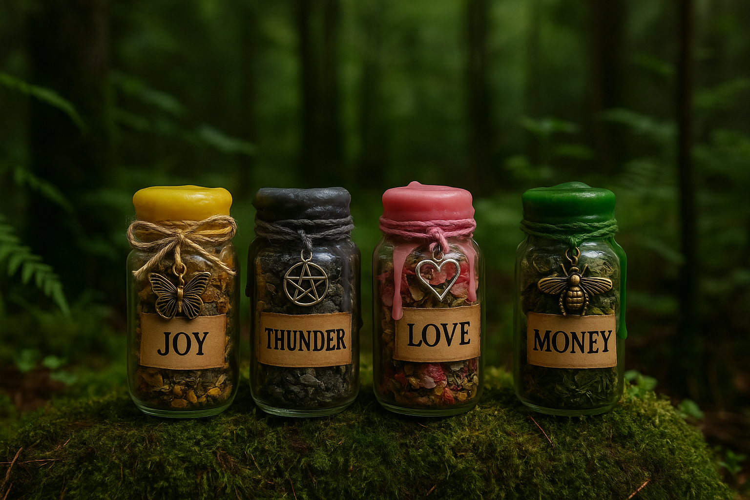 Spell jars in the wood