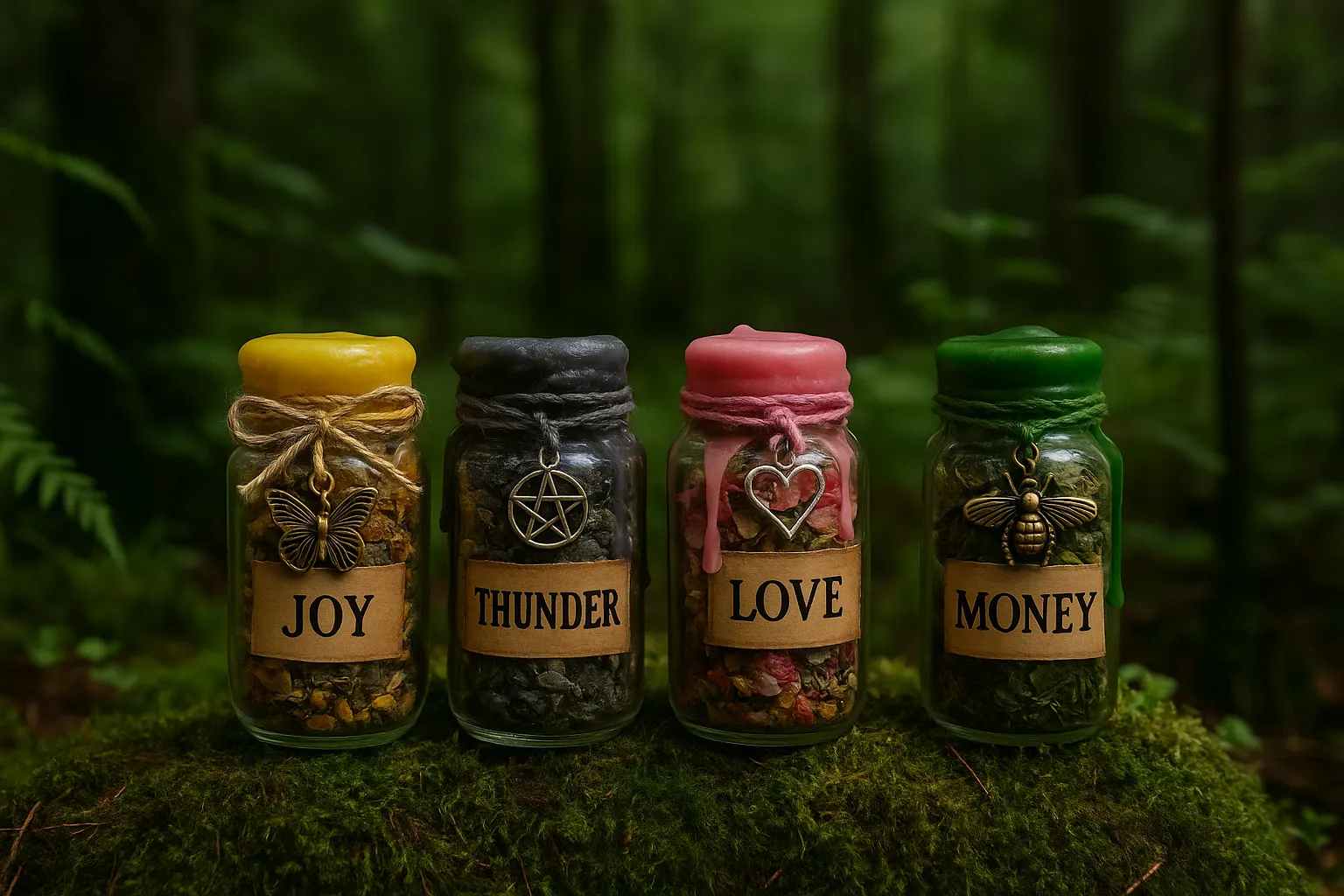 Spell jars in the wood