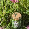 Money Spell Jar with green thread, Fehu rune, and pentagram charm – Mistwillow