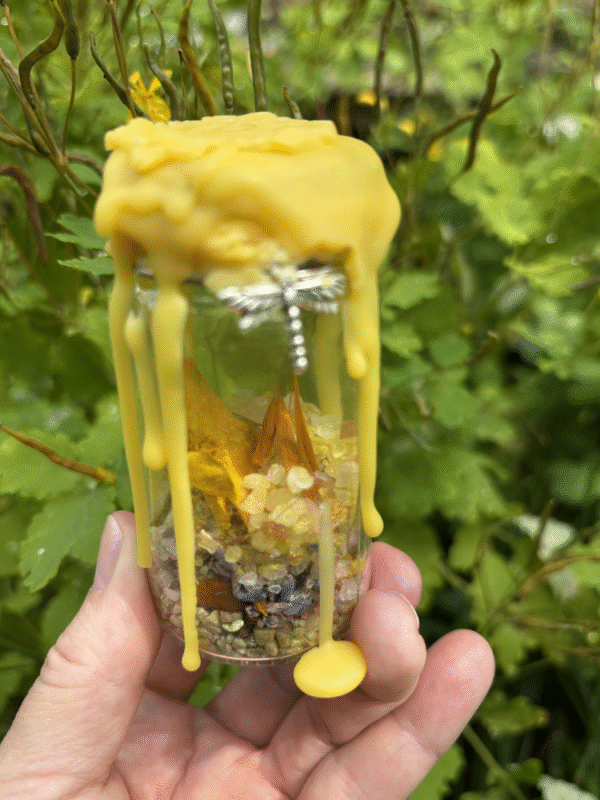 Joy Spell Jar with yellow top, sunflower herbs, and happiness magic – Mistwillow