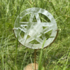 White quartz pentacle on golden stand,15 cm diameter.