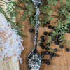 Silver ritual spoon with amethyst crystal – mystical spoon for herbs, teas, and altar rituals