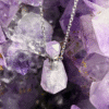 Light purple amethyst crystal bottle necklace with silver chain – calming oil pendant for tranquility and balance