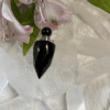 Obsidian crystal perfume bottle pendant – filled with protective intention oil, pocket charm or necklace