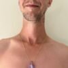 Light purple amethyst crystal bottle necklace with silver chain – calming oil pendant for tranquility and balance