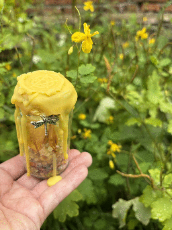 Joy Spell Jar with yellow top, sunflower herbs, and happiness magic – Mistwillow
