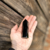 Powerful black Obsidian tower for protection, wealth, and spiritual clarity. Height ~8 cm.