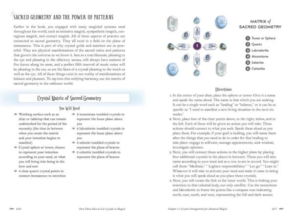 Crystal Matrix of Sacred Geometry with layout, crystal list and directions